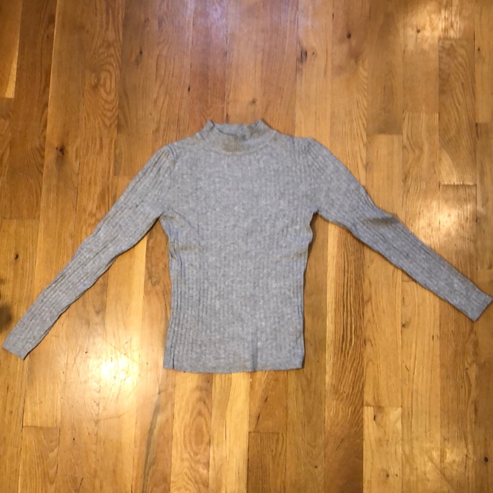 Primark Light Grey Ribbed Mock Turtleneck